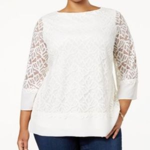 Charter Club White/Ivovy Lace Top